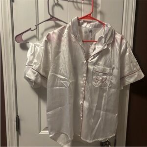 David's Bridal White Pajama Set
